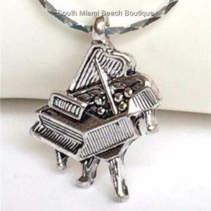 Silver Grand Piano Necklace Musician Music Teacher